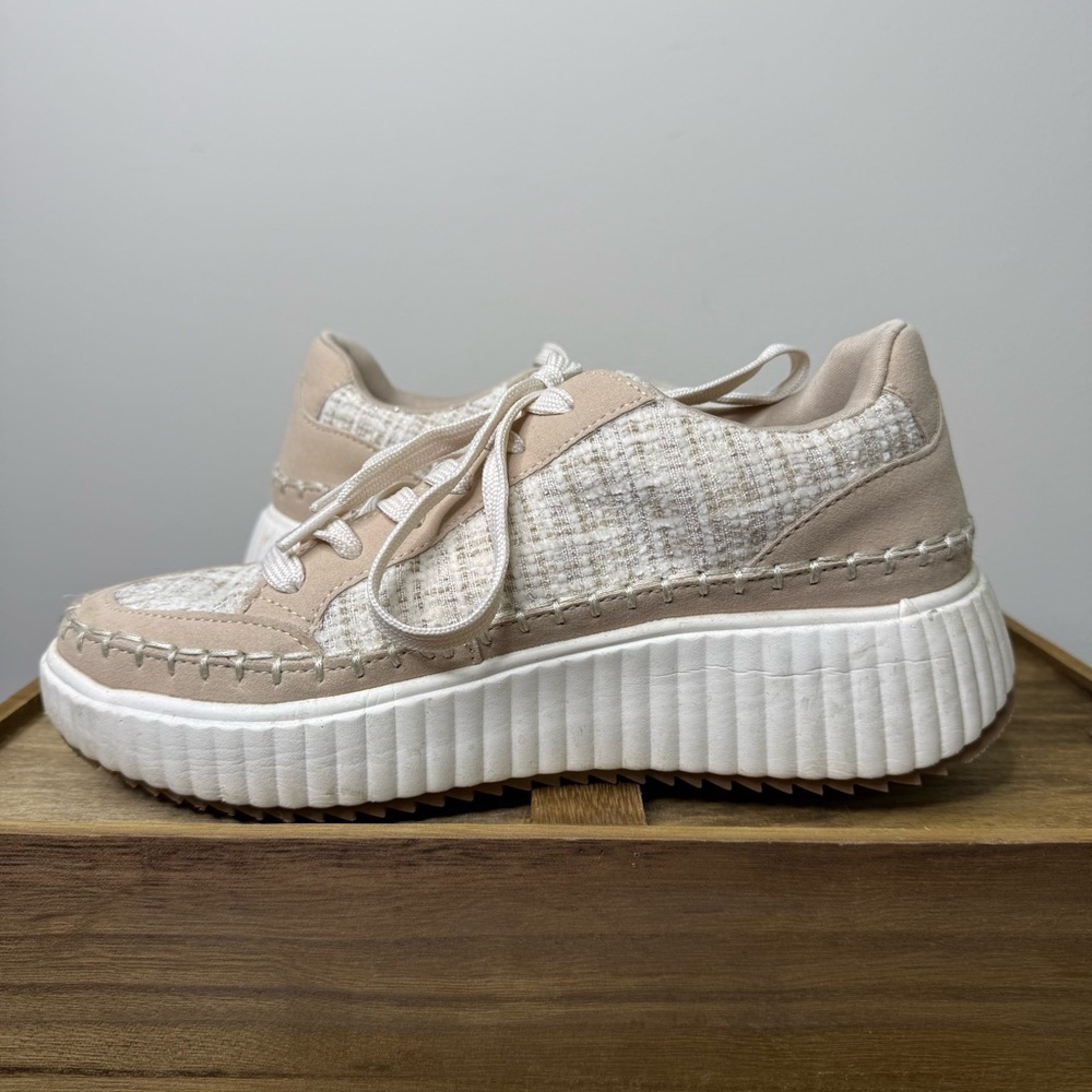 Serra Women's Beige Tweed Sneakers - Picture 5 of 9